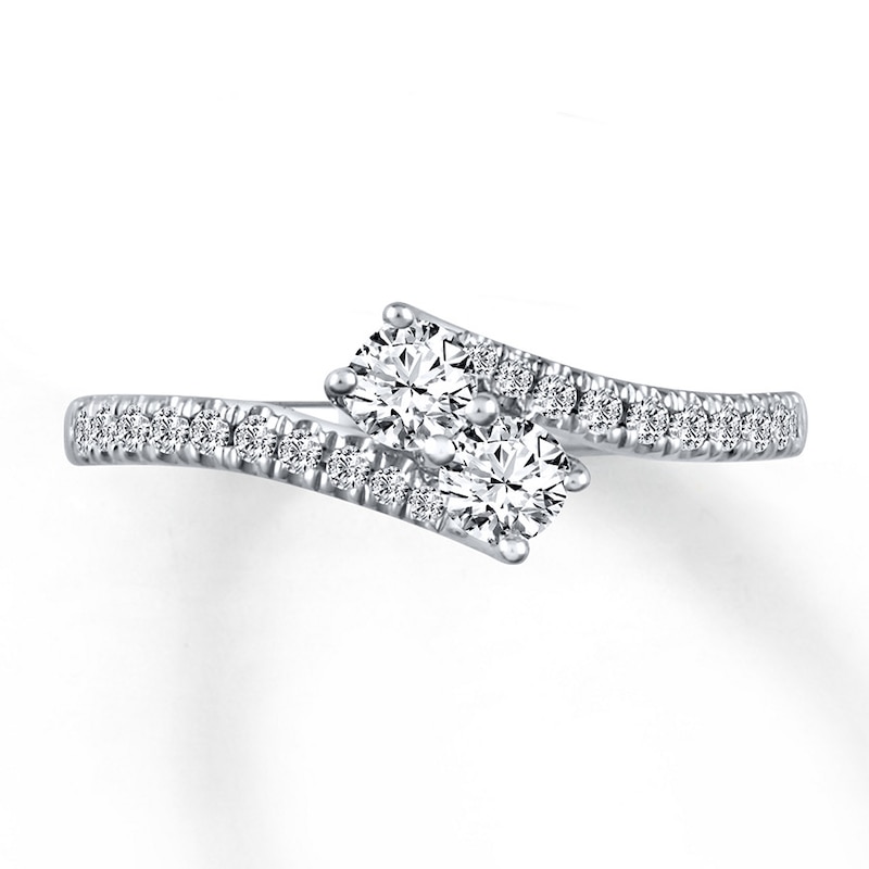 Main Image 3 of Previously Owned Ever Us Two-Stone Anniversary Ring 1/2 ct tw Round-cut Diamonds 14K White Gold - Size 10.25