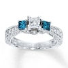 Thumbnail Image 0 of Previously Owned Blue Diamond Ring 1 ct tw Princess & Round-cut 14K White Gold - Size 9.75