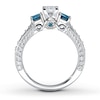 Thumbnail Image 1 of Previously Owned Blue Diamond Ring 1 ct tw Princess & Round-cut 14K White Gold - Size 9.75