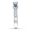 Thumbnail Image 2 of Previously Owned Blue Diamond Ring 1 ct tw Princess & Round-cut 14K White Gold - Size 9.75