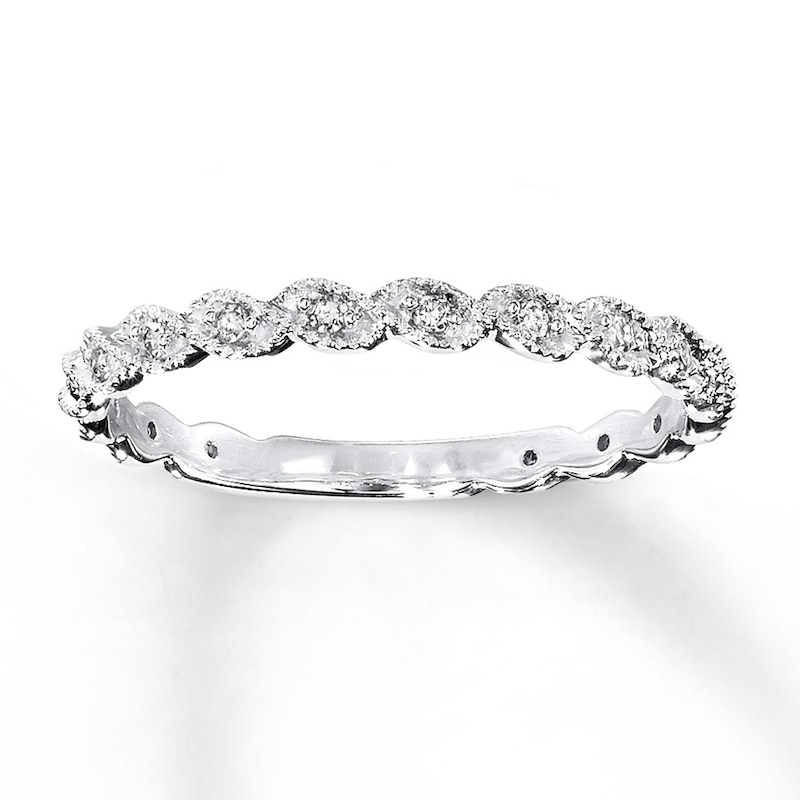 Previously Owned Diamond Anniversary Ring 1/10 ct tw Round-cut 14K White Gold - Size 10.75