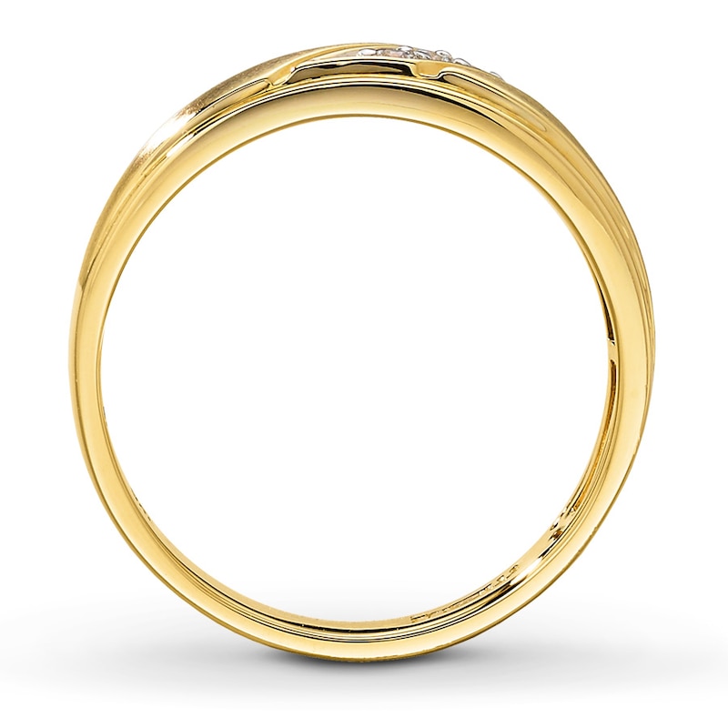Previously Owned Men's Diamond Wedding Band 1/10 ct tw Round-cut 10K Yellow Gold - Size 14.25