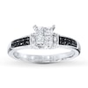Thumbnail Image 0 of Previously Owned Black & White Diamond Engagement Ring 1/2 ct tw Princess & Round-cut 10K White Gold - Size 9.75