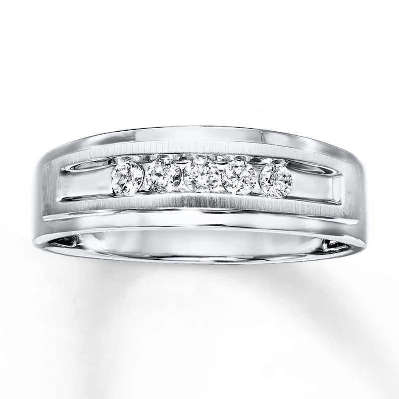 Previously Owned Men's Diamond Wedding Band 1/4 ct tw Round-cut 10K White Gold - Size 17