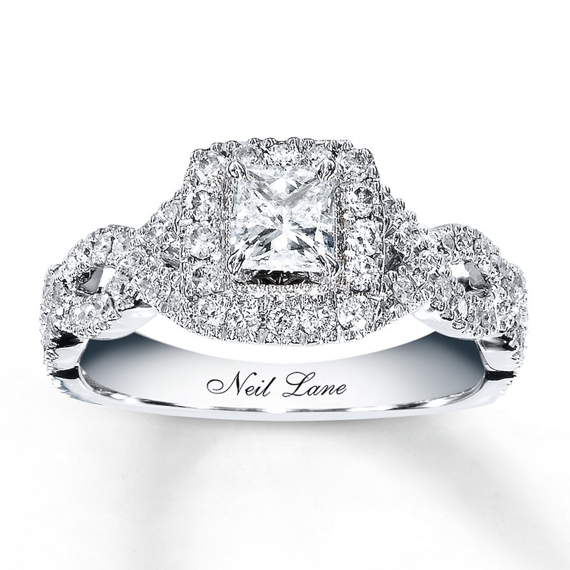 Main Image 1 of Previously Owned Neil Lane Engagement Ring 1 ct tw Diamonds 14K White Gold - Size 13