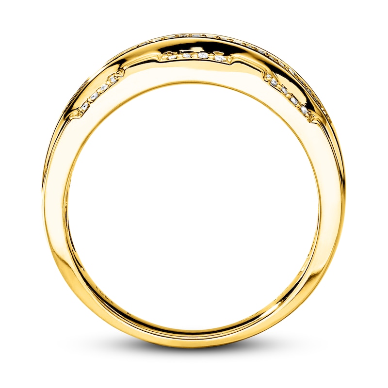 Main Image 2 of Previously Owned Men's Wedding Band 1/2 ct tw Round-cut Diamonds 10K Yellow Gold - Size 10