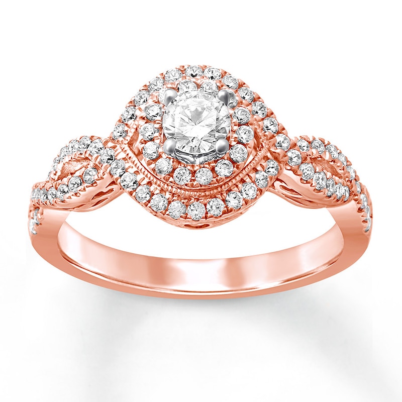 Previously Owned Diamond Engagement Ring 5/8 ct tw Round-cut 14K Rose Gold - Size 10.75