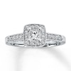 Thumbnail Image 0 of Previously Owned Diamond Engagement Ring 1/2 ct tw Princess & Round-cut 14K White Gold - Size 3.5