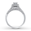 Thumbnail Image 1 of Previously Owned Diamond Engagement Ring 1/2 ct tw Princess & Round-cut 14K White Gold - Size 3.5
