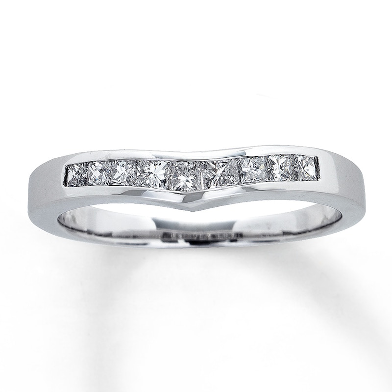Previously Owned Diamond Enhancer Ring 3/8 ct tw Princess-cut 14K White Gold - Size 3.5