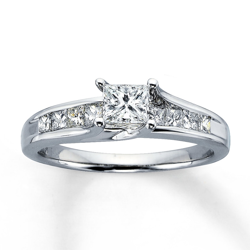 Main Image 1 of Previously Owned Diamond Engagement Ring 1 ct tw Princess & Round-cut 14K White Gold - Size 3.25