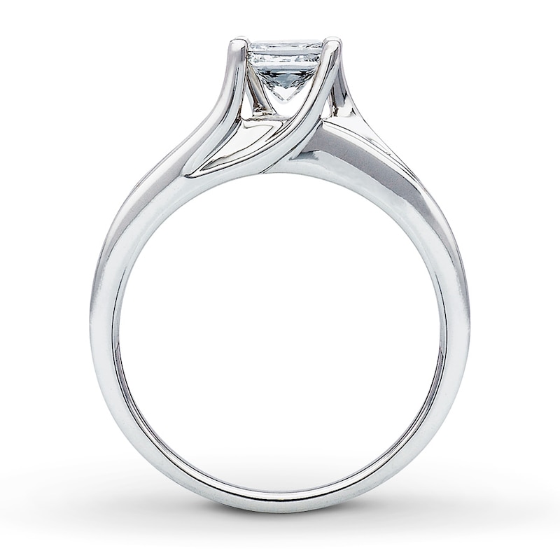 Main Image 2 of Previously Owned Diamond Engagement Ring 1 ct tw Princess & Round-cut 14K White Gold - Size 3.25