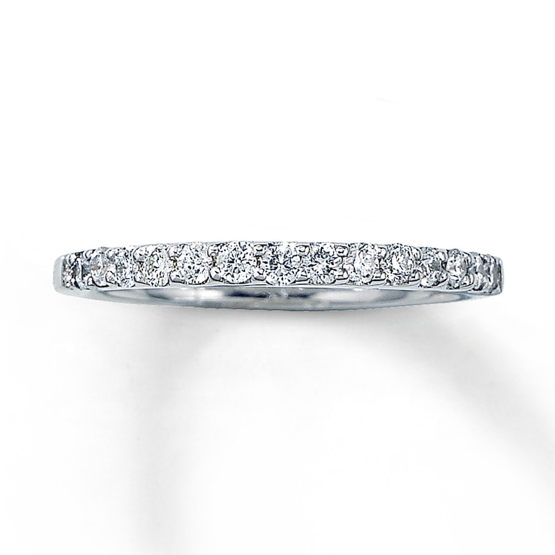 Main Image 1 of Previously Owned Wedding Band 1/3 ct tw Round-cut Diamonds 14K White Gold - Size 4