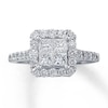Thumbnail Image 0 of Previously Owned Diamond Engagement Ring 1-1/2 ct tw Princess & Round-cut 14K White Gold - Size 4