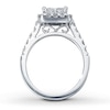 Thumbnail Image 1 of Previously Owned Diamond Engagement Ring 1-1/2 ct tw Princess & Round-cut 14K White Gold - Size 4