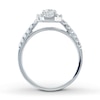 Thumbnail Image 1 of Previously Owned Engagement Ring 5/8 ct tw Round & Baguette-cut Diamonds 14K White Gold - Size 4