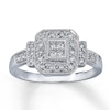 Thumbnail Image 1 of Previously Owned Ring 1/4 ct tw Princess & Round-cut Diamonds 10K White Gold - Size 4.25