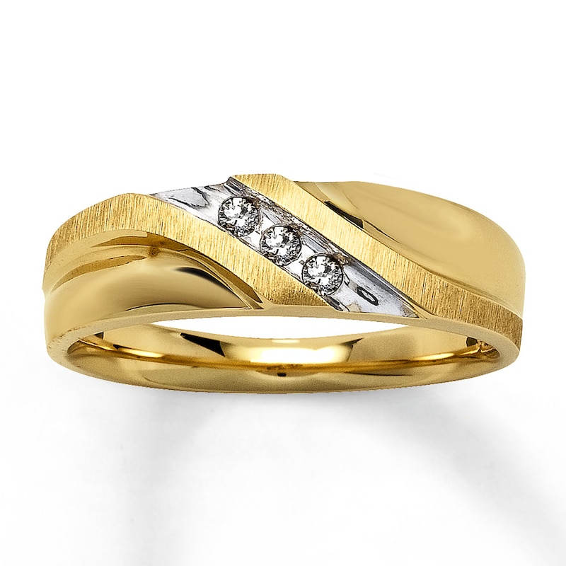 Previously Owned Men's Wedding Band 1/10 ct tw Diamonds Round-cut 10K Yellow Gold - Size 13.25