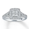 Thumbnail Image 0 of Previously Owned Diamond Engagement Ring 1/2 ct tw Princess & Round-cut Diamonds 14K White Gold - Size 9.5