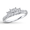 Thumbnail Image 1 of Previously Owned Diamond Engagement Ring 1/2 ct tw Princess & Round-cut 14K White Gold - Size 4