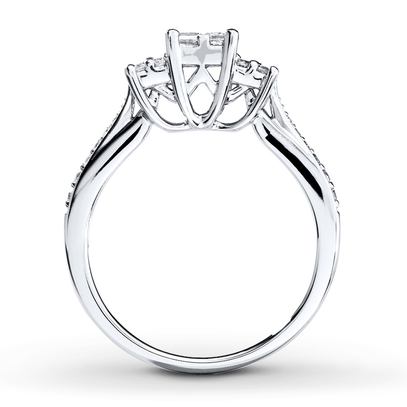 Main Image 2 of Previously Owned Diamond Engagement Ring 1/2 ct tw Princess & Round-cut 14K White Gold - Size 4