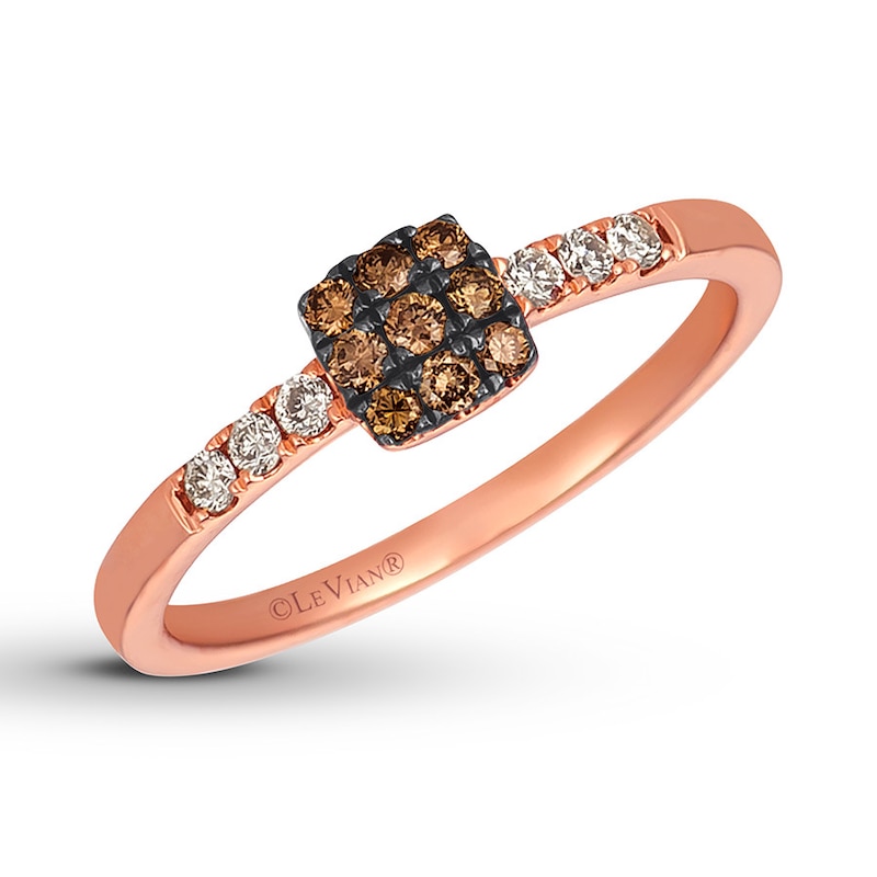 Previously Owned Le Vian Chocolate Diamond Ring 1/4 ct tw Round-cut 14K Strawberry Gold - Size 10.25