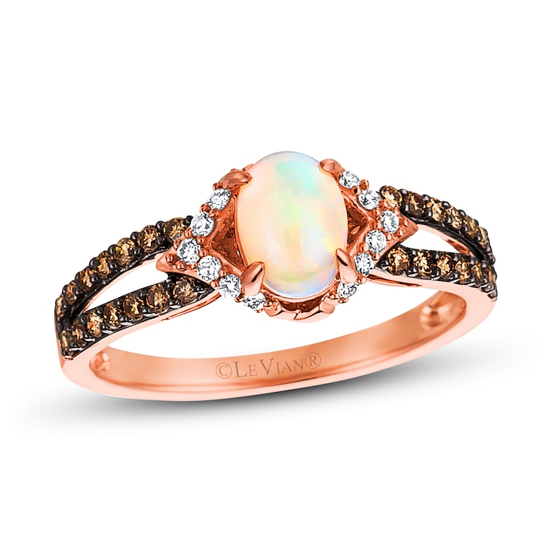 Previously Owned Le Vian Opal Ring 1/3 ct tw Round-cut Diamonds 14K Strawberry Gold - Size 9.75