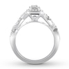 Thumbnail Image 1 of Previously Owned Diamond Engagement Ring 7/8 ct tw Baguette & Round-cut 14K White Gold - Size 9.75