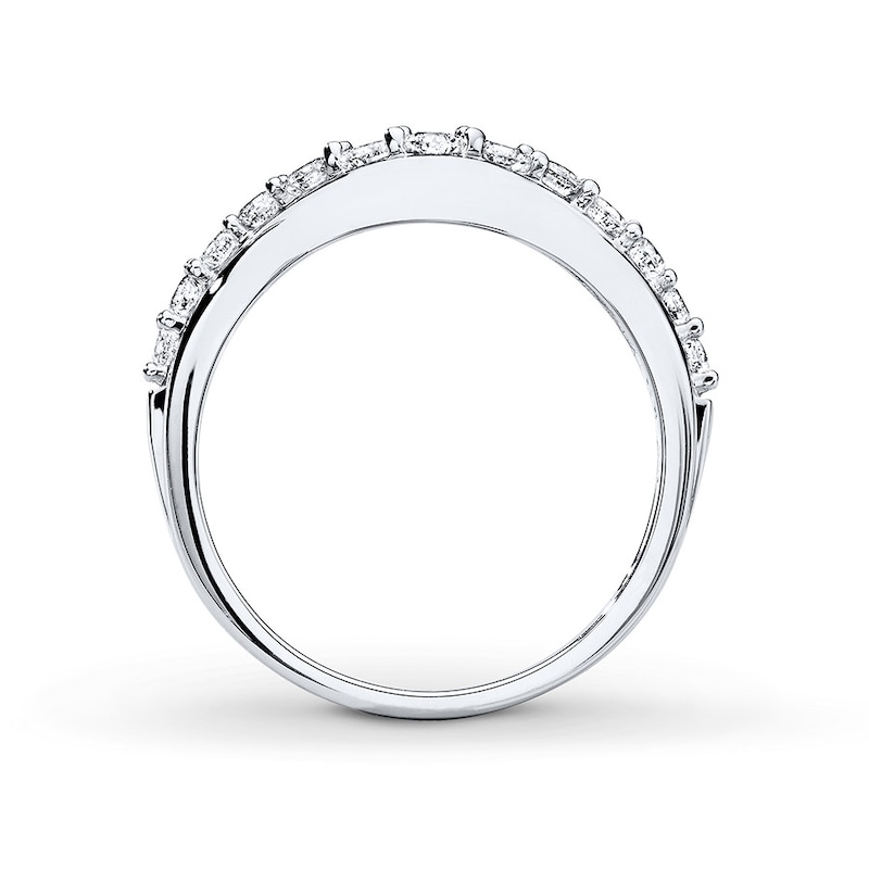 Main Image 2 of Previously Owned Diamond Contour Band 1/2 ct tw Round-cut 14K White Gold - Size 9.75