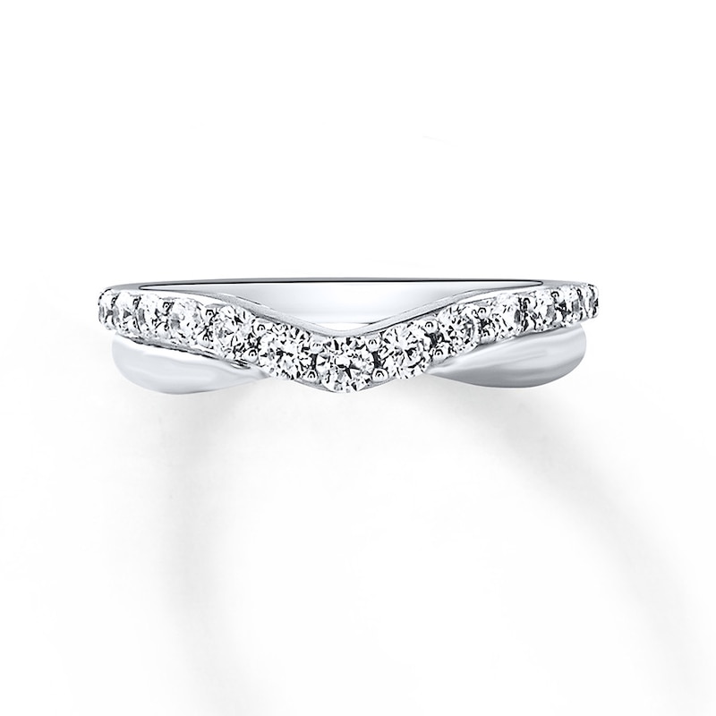 Main Image 4 of Previously Owned Diamond Contour Band 1/2 ct tw Round-cut 14K White Gold - Size 9.75