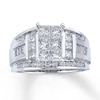 Thumbnail Image 1 of Previously Owned Engagement Ring 2 ct tw Princess, Baguette & Round-cut Diamonds 14K White Gold - Size 9