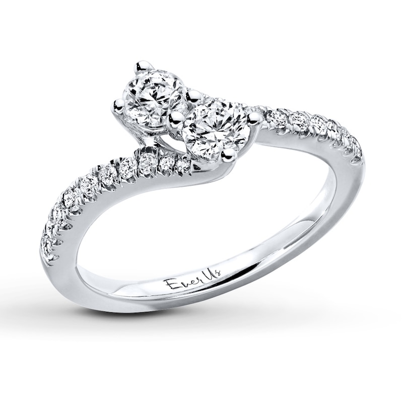 Previously Owned Ever Us Two-Stone Anniversary Ring 3/4 ct tw Round-cut Diamonds 14K White Gold - Size 3.75