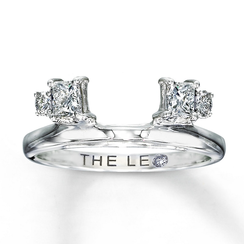 Previously Owned THE LEO Diamond Enhancer Ring 1/2 ct tw Princess & Round-cut 14K White Gold - Size 9.75