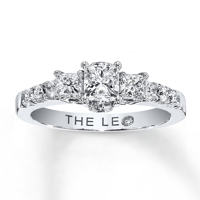 Previously Owned THE LEO Engagement Ring 7/8 ct tw Princess & Round-cut Diamonds 14K White Gold - Size 10.5