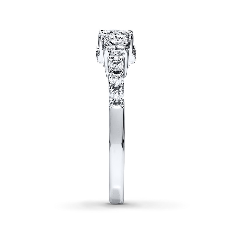 Previously Owned THE LEO Engagement Ring 7/8 ct tw Princess & Round-cut Diamonds 14K White Gold - Size 10.5