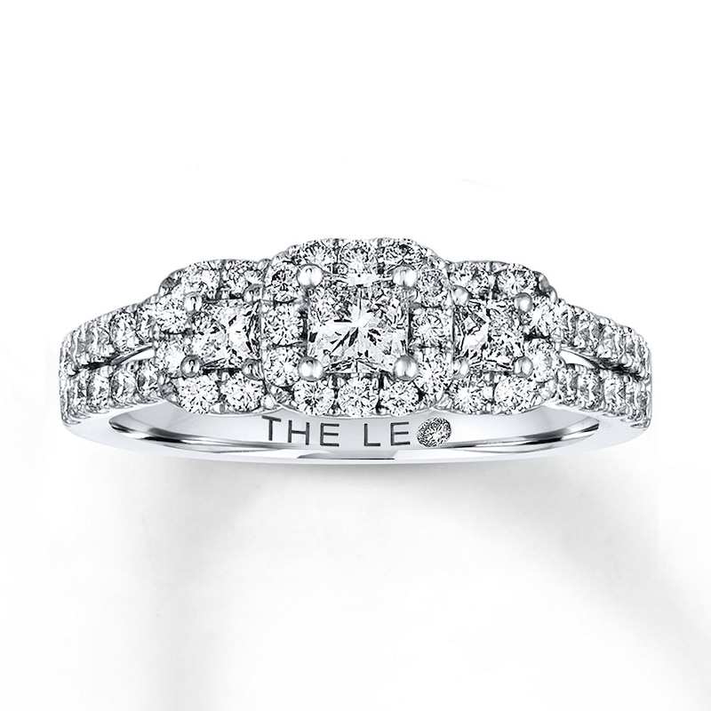 Previously Owned THE LEO Diamond Engagement Ring 7/8 ct tw Princess & Round-cut Diamonds 14K White Gold - Size 4.25