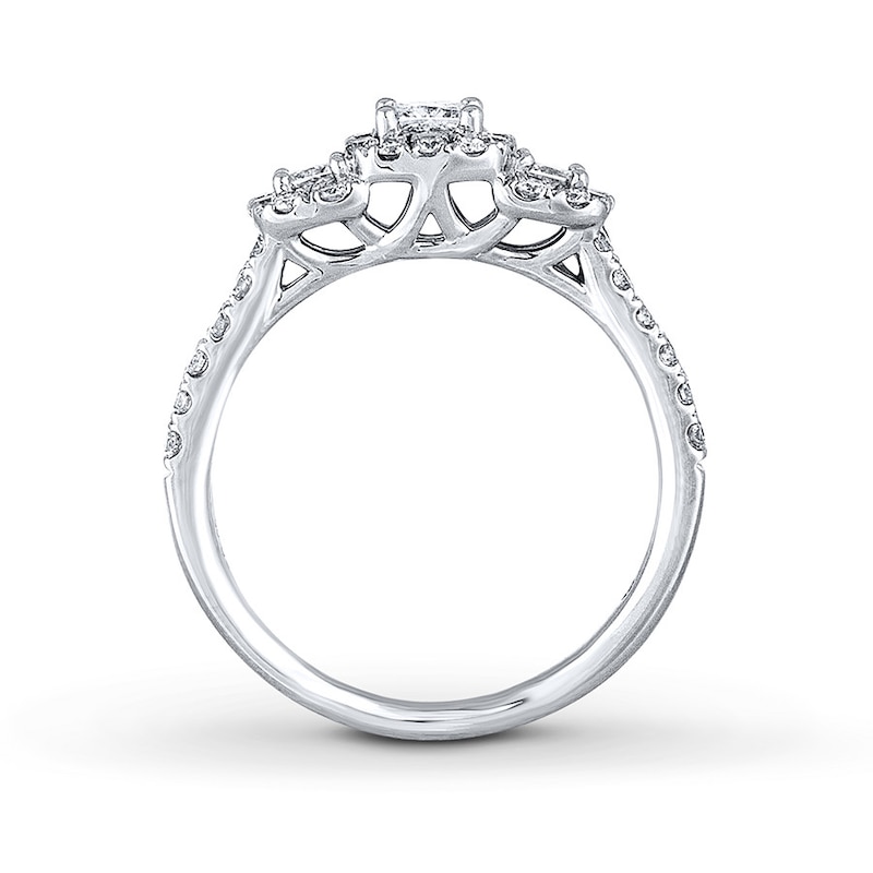 Previously Owned THE LEO Diamond Engagement Ring 7/8 ct tw Princess & Round-cut Diamonds 14K White Gold - Size 4.25