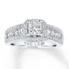 Thumbnail Image 1 of Previously Owned THE LEO Diamond Engagement Ring 2-1/8 ct tw Princess & Round-cut Diamonds 14K White Gold - Size 10