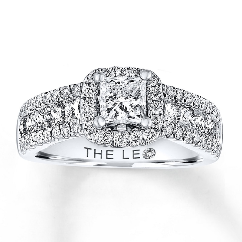 Main Image 1 of Previously Owned THE LEO Diamond Engagement Ring 2-1/8 ct tw Princess & Round-cut Diamonds 14K White Gold - Size 10