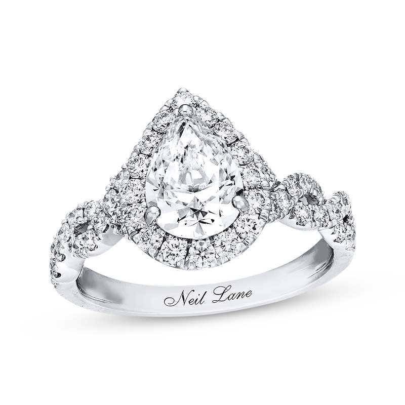 Main Image 1 of Previously Owned Neil Lane Diamond Engagement Ring 2-1/8 ct tw Pear & Round 14K White Gold