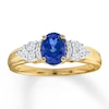 Thumbnail Image 1 of Previously Owned Lab-Created Sapphire Ring 1/15 ct tw Diamonds 10K Yellow Gold