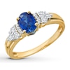 Thumbnail Image 4 of Previously Owned Lab-Created Sapphire Ring 1/15 ct tw Diamonds 10K Yellow Gold