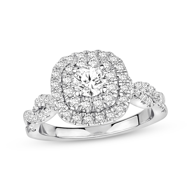 Main Image 1 of Previously Owned Diamond Engagement Ring 1-1/6 ct tw Round-cut 14K White Gold