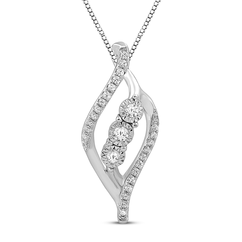 Main Image 1 of Previously Owned Radiant Reflections Diamond Necklace 1/5 ct tw 10K White Gold 18"