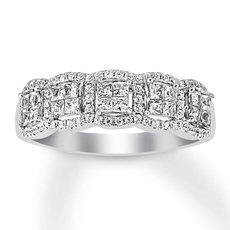 Previously Owned Diamond Anniversary Band 3/4 ct tw Princess & Round-cut 14K White Gold