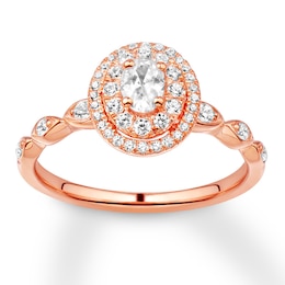 Previously Owned Diamond Engagement Ring 5/8 ct tw Oval & Round-cut 14K Rose Gold