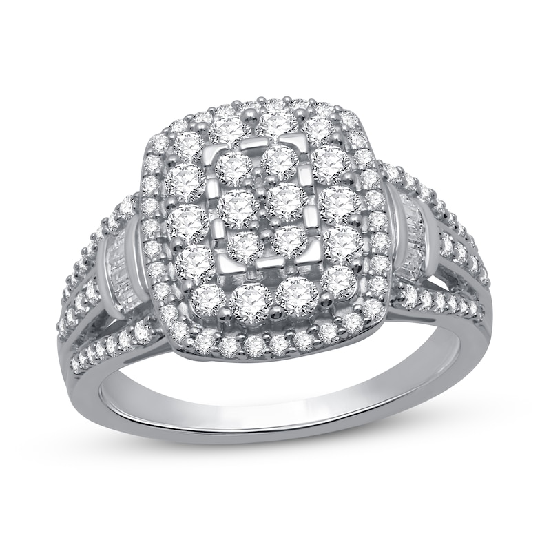 Previously Owned Diamond Fashion Ring 1 ct tw Round & Baguette-cut 10K ...