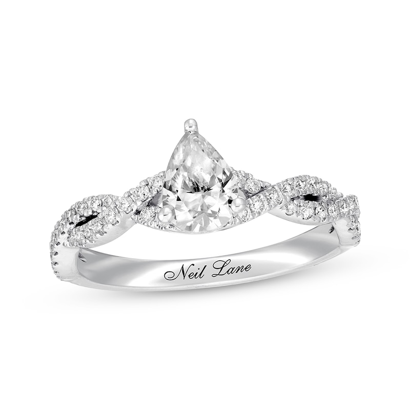 Main Image 1 of Previously Owned Neil Lane Diamond Engagement Ring 1 ct tw Pear & Round-cut 14K White Gold