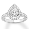 Thumbnail Image 1 of Previously Owned Pear-Shaped Diamond Engagement Ring 1 ct tw Pear & Round-cut 14K White Gold