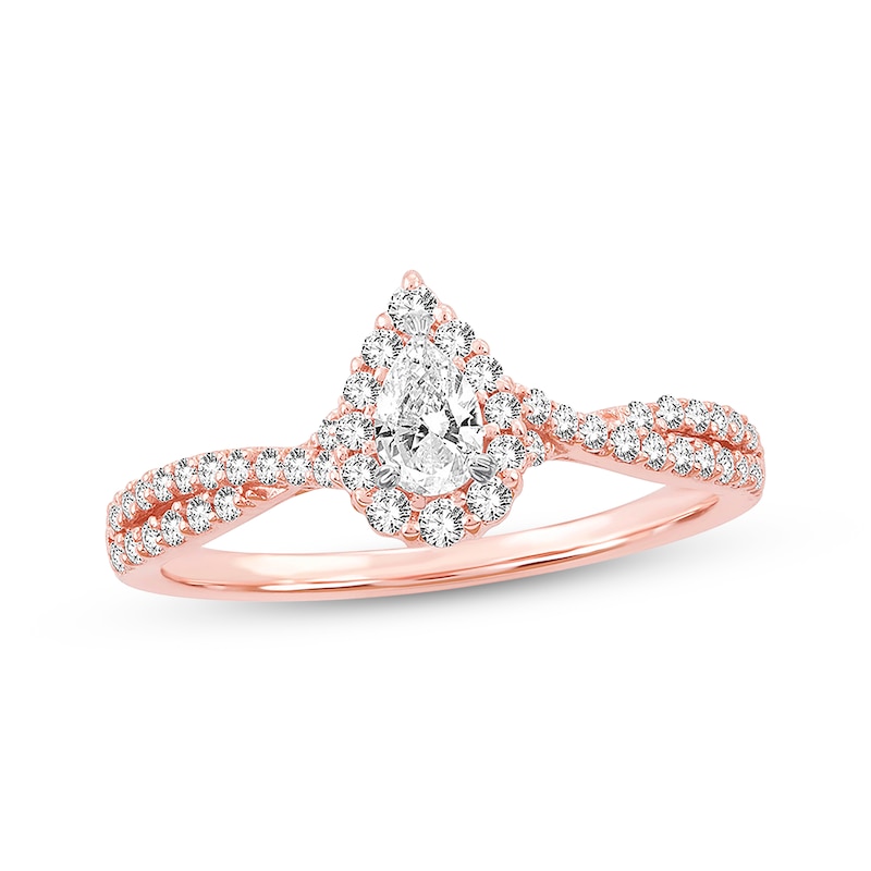 Pear-Shaped Diamond Engagement Ring 1/2 ct tw 14K Rose Gold
